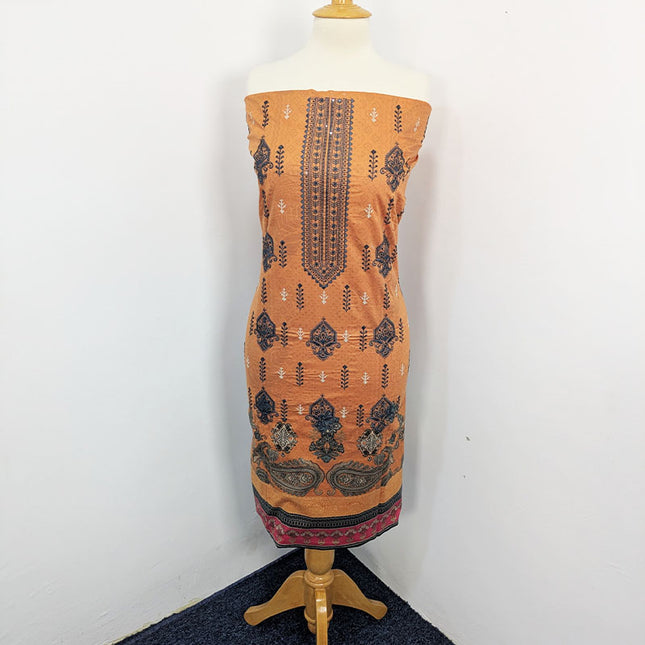 Fancy Embroidered +Digital Printed Lawn