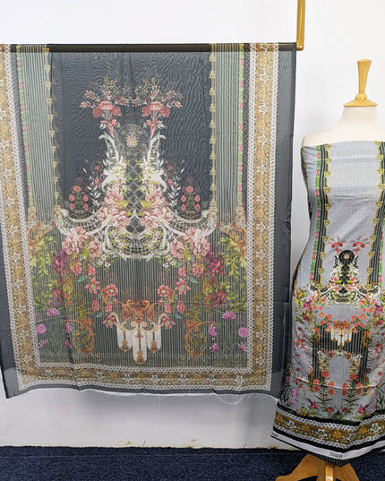 Fancy Digital Printed Lawn with Chiffon Dupatta 3PC Unstitched