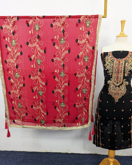 Embroidered Lawn with Chiffon Dupatta 3PC Unstitched