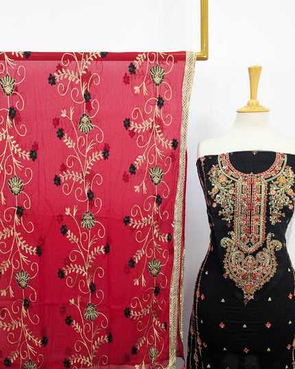 Embroidered Lawn with Chiffon Dupatta 3PC Unstitched