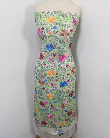 Handmade Pure China Crinkle with Kacha Pakka Tanka Full Jaal Work (Dyeable)