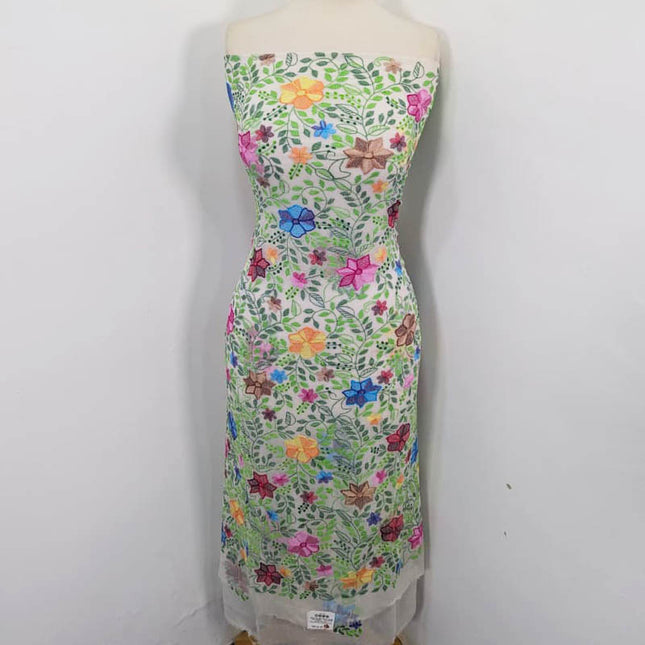 Handmade Pure China Crinkle with Kacha Pakka Tanka Full Jaal Work (Dyeable)