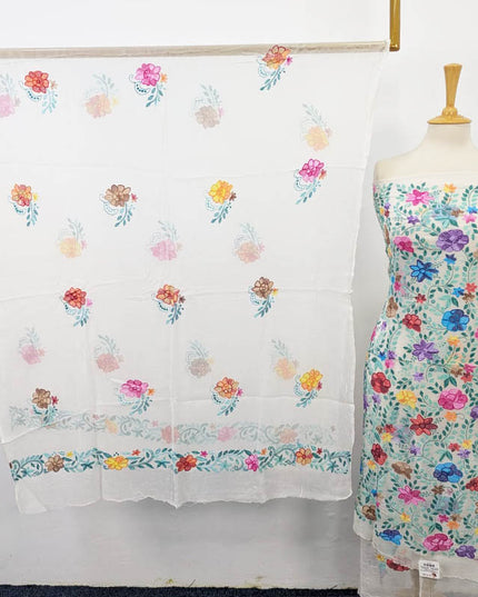 Handmade Pure China Crinkle with Kacha Pakka Tanka Full Jaal Work (Dyeable)