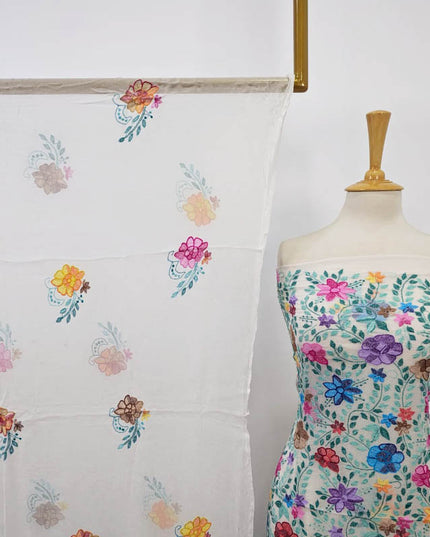 Handmade Pure China Crinkle with Kacha Pakka Tanka Full Jaal Work (Dyeable)