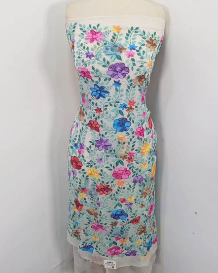 Handmade Pure China Crinkle with Kacha Pakka Tanka Full Jaal Work (Dyeable)