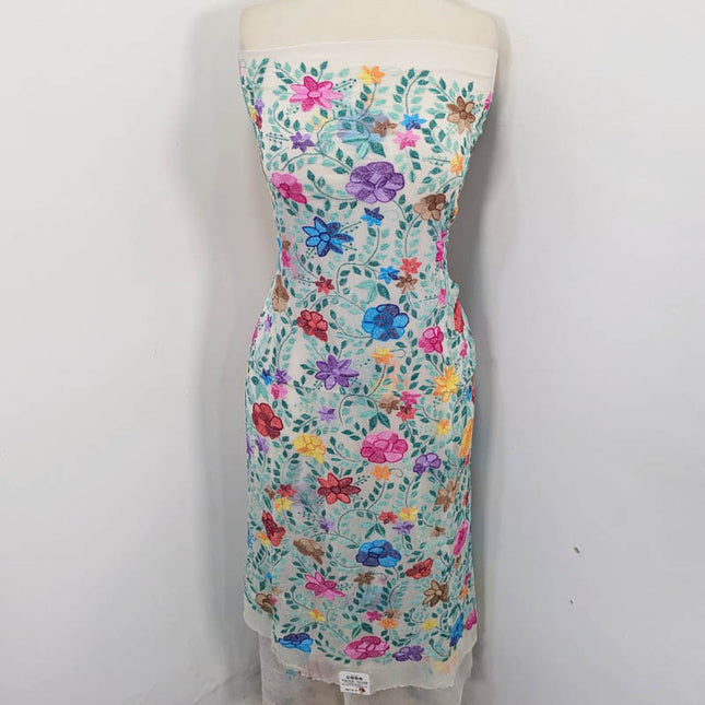 Handmade Pure China Crinkle with Kacha Pakka Tanka Full Jaal Work (Dyeable)