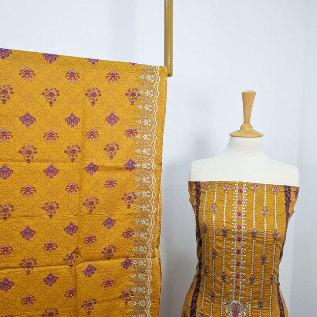Fancy Embroidered + Digital Printed Lawn