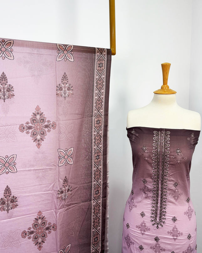 Fancy Printed Lawn With Embroidered Work