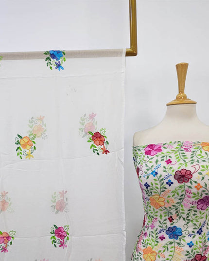 Handmade Pure China Crinkle with Kacha Pakka Tanka Full Jaal Work (Dyeable)