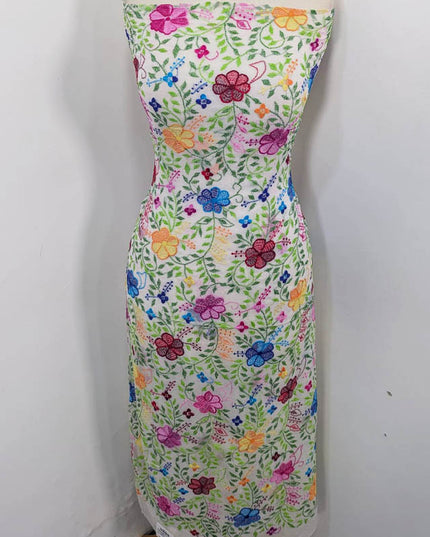 Handmade Pure China Crinkle with Kacha Pakka Tanka Full Jaal Work (Dyeable)