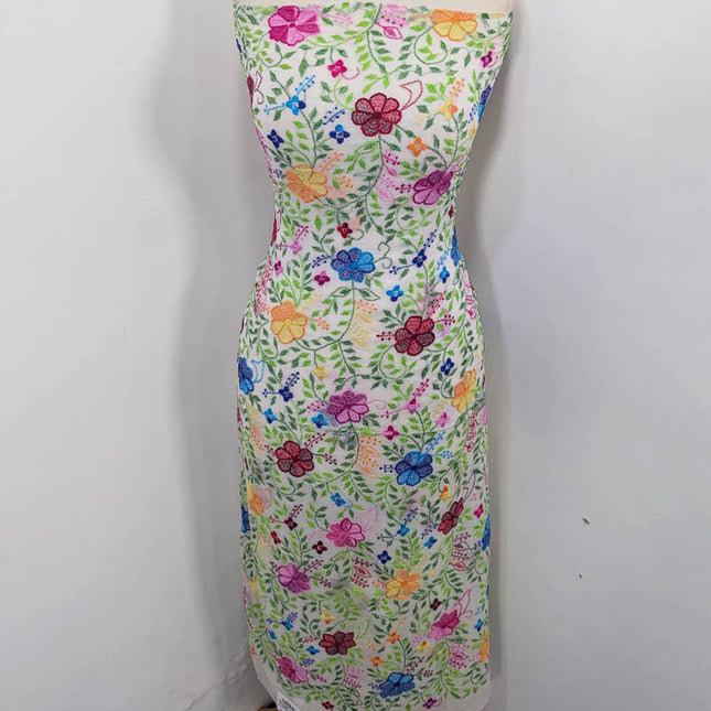 Handmade Pure China Crinkle with Kacha Pakka Tanka Full Jaal Work (Dyeable)