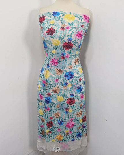 Pure China Crinkle with Kacha Pakka Tanka Work (Dyeable)