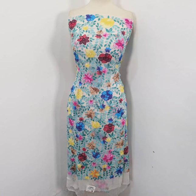 Pure China Crinkle with Kacha Pakka Tanka Work (Dyeable)