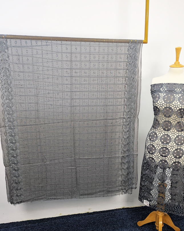 Fancy Embroidered Lawn With Full Jaal Chikankari Work And Chiffon Dupatta