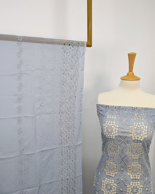 Fancy Embroidered Lawn With Full Jaal Chikankari Work And Chiffon Dupatta