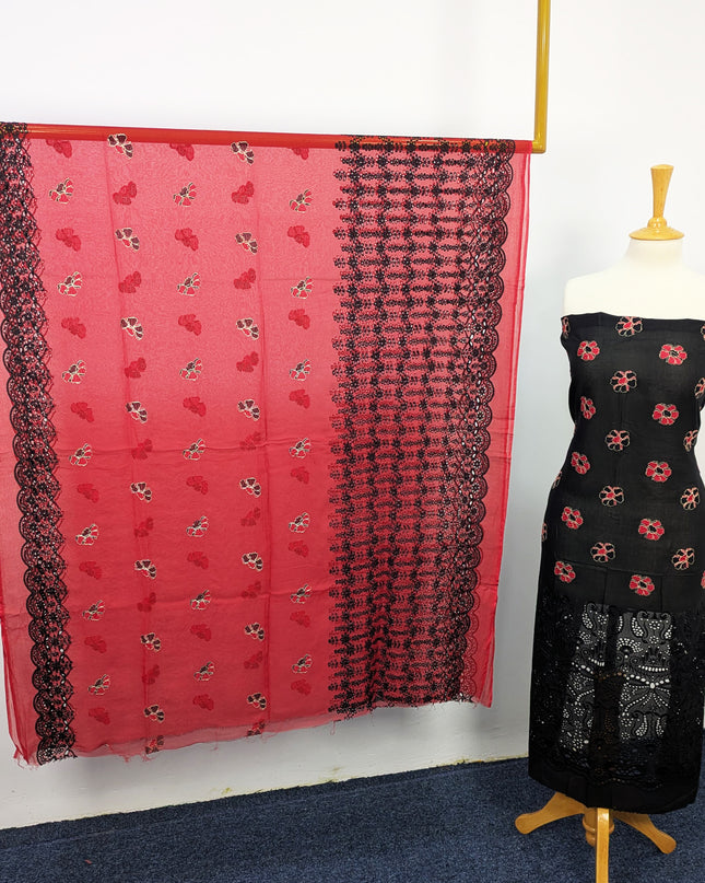 Fancy Embroidered Lawn With Chikankari Work And Chiffon Dupatta