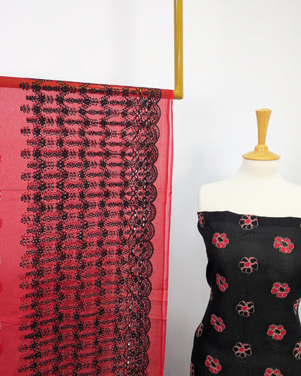 Fancy Embroidered Lawn With Chikankari Work And Chiffon Dupatta