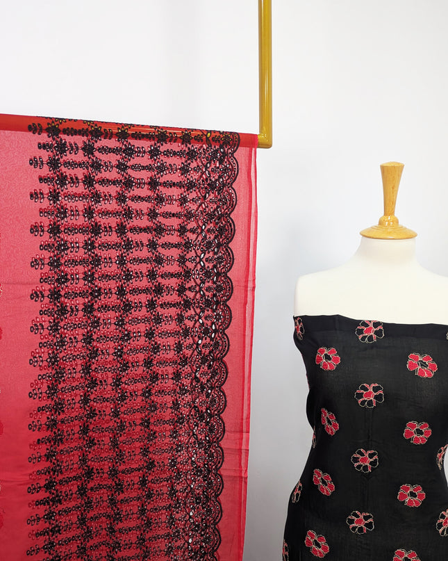Fancy Embroidered Lawn With Chikankari Work And Chiffon Dupatta