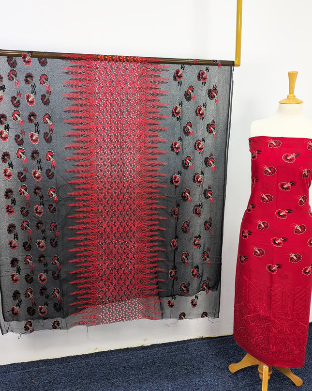 Fancy Embroidered Lawn With Chikankari Work And Chiffon Dupatta