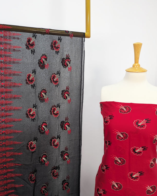 Fancy Embroidered Lawn With Chikankari Work And Chiffon Dupatta