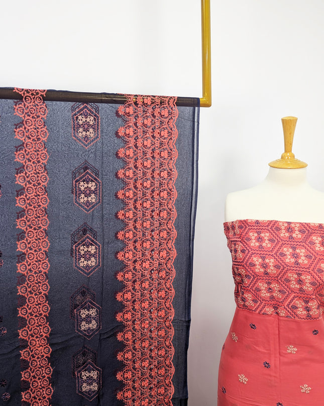Fancy Embroidered Lawn With Chikankari Work And Chiffon Dupatta