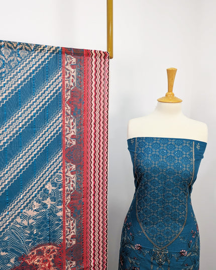 Fancy Embroidered Digital  Lawn Unstitched