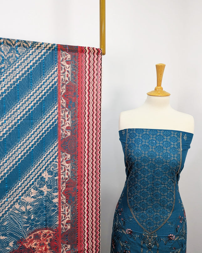Fancy Embroidered Digital  Lawn Unstitched