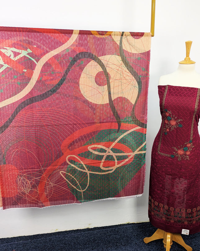 Fancy Embroidered Digital  Lawn Unstitched