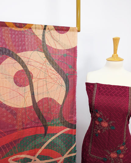 Fancy Embroidered Digital  Lawn Unstitched