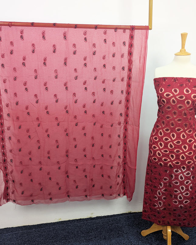Fancy Lawn With 3D Net Work & Chiffon Dupatta