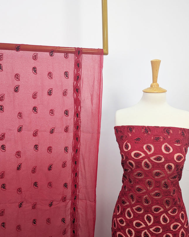 Fancy Lawn With 3D Net Work & Chiffon Dupatta