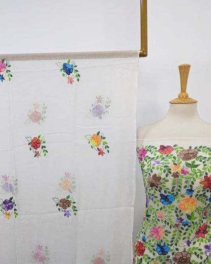 Handmade Pure China Crinkle with Multi Colour  Kacha Pakka Tanka Full Jaal Work (Dyeable)