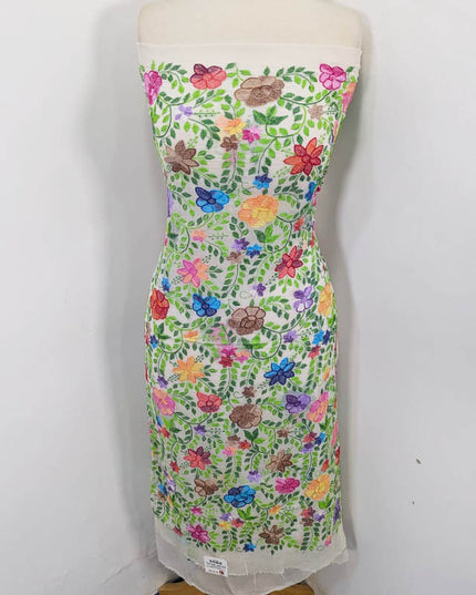 Handmade Pure China Crinkle with Multi Colour  Kacha Pakka Tanka Full Jaal Work (Dyeable)