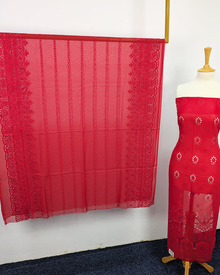 Fancy Embroidered Lawn With Chikankari Work And Chiffon Dupatta