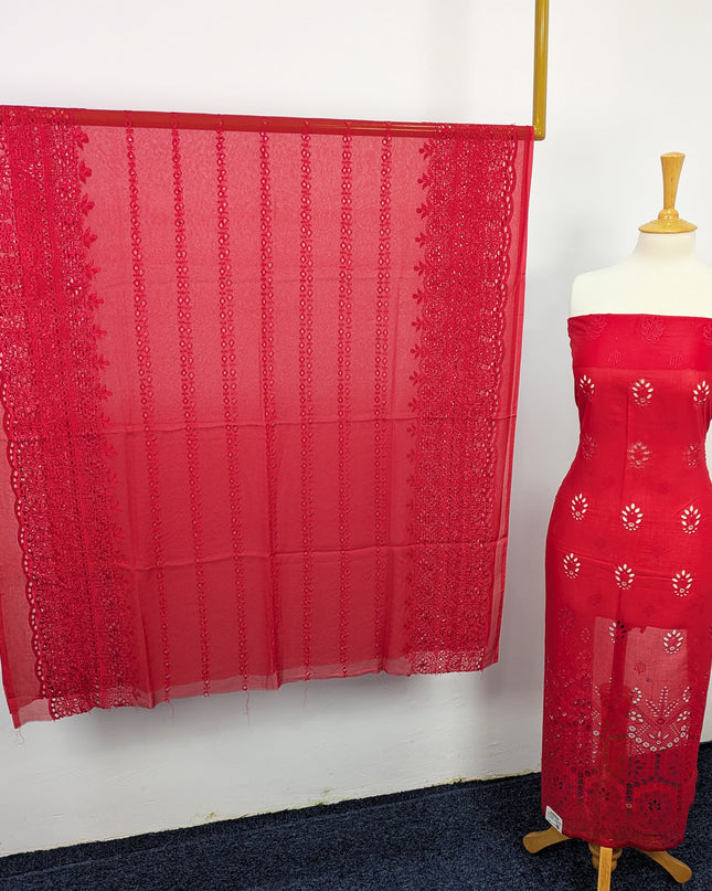 Fancy Embroidered Lawn With Chikankari Work And Chiffon Dupatta