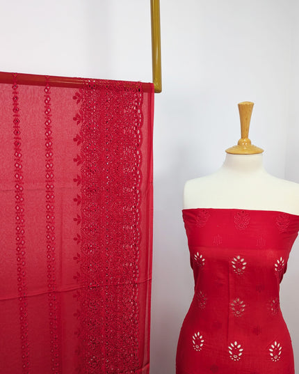 Fancy Embroidered Lawn With Chikankari Work And Chiffon Dupatta