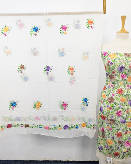 Handmade Pure China Crinkle with Kacha Pakka Tanka Full Jaal Work (Dyeable)