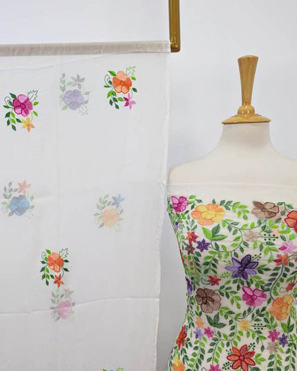 Handmade Pure China Crinkle with Kacha Pakka Tanka Full Jaal Work (Dyeable)