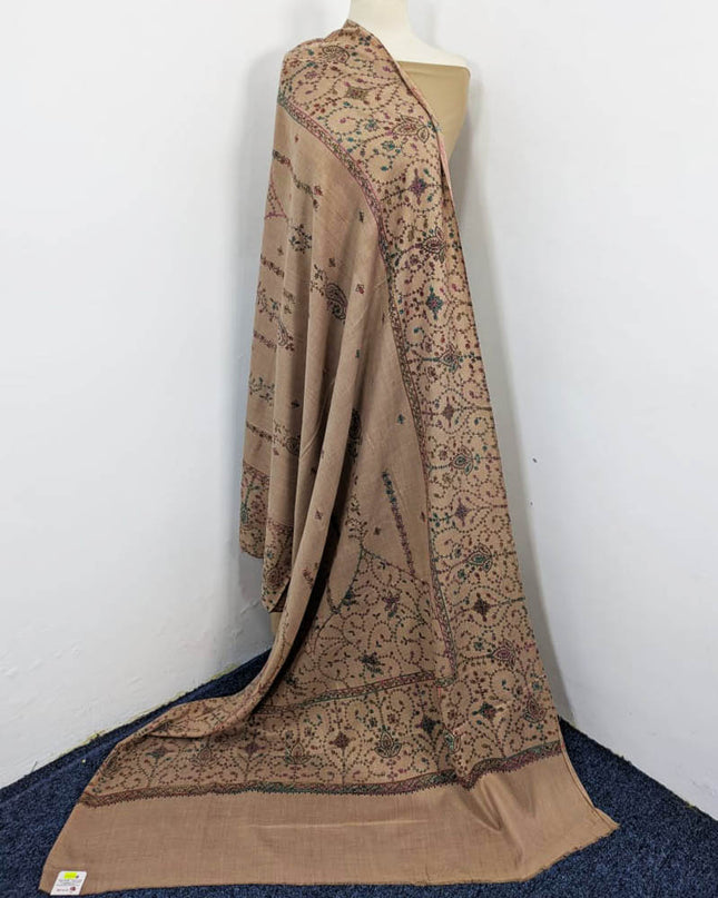 Fancy Embroidered Light Jaal Work Wool Shawl (Ready To Wear)