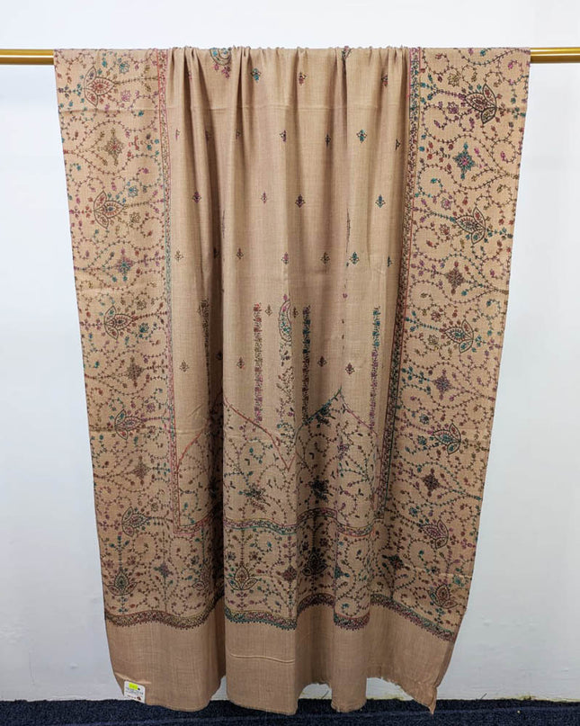 Fancy Embroidered Light Jaal Work Wool Shawl (Ready To Wear)