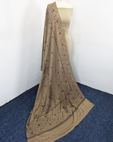 Fancy Embroidered Light Jaal Work Wool Shawl ( Ready To Wear )