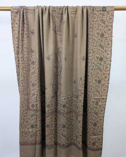 Fancy Embroidered Light Jaal Work Wool Shawl ( Ready To Wear )