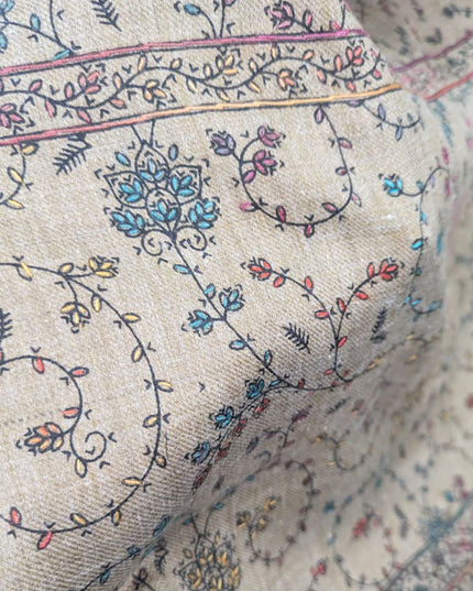 Fancy Embroidered Light Jaal Work Wool Shawl ( Ready To Wear )