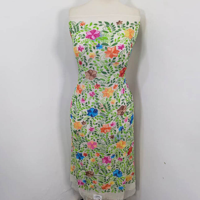 Pure China Crinkle with Cross Stitch Pakka Tanka Work 2PC -Dyeable