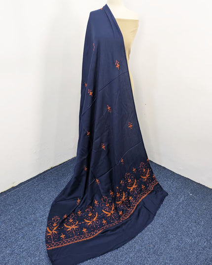 Embroidered Wool With 2 Sided Border Shawl ( Ready To Wear )