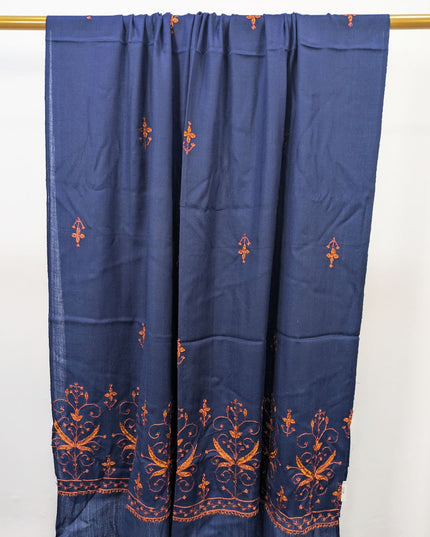 Embroidered Wool With 2 Sided Border Shawl ( Ready To Wear )