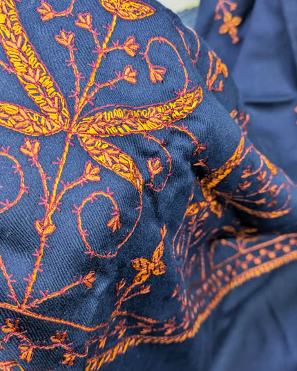 Embroidered Wool With 2 Sided Border Shawl ( Ready To Wear )