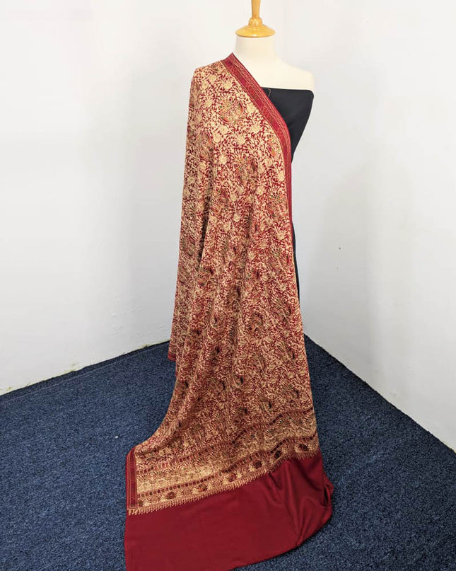 Fancy Pashmina With Full Jaal Embroidered Tilla Work Bridal Shawl