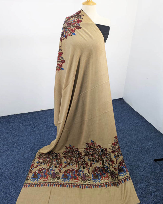 Fancy Multi Colour Embroidered Wool Shawl
