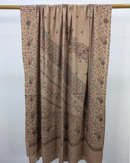 Embroidered Block Print Pashmina Shawl ( Ready To Wear )